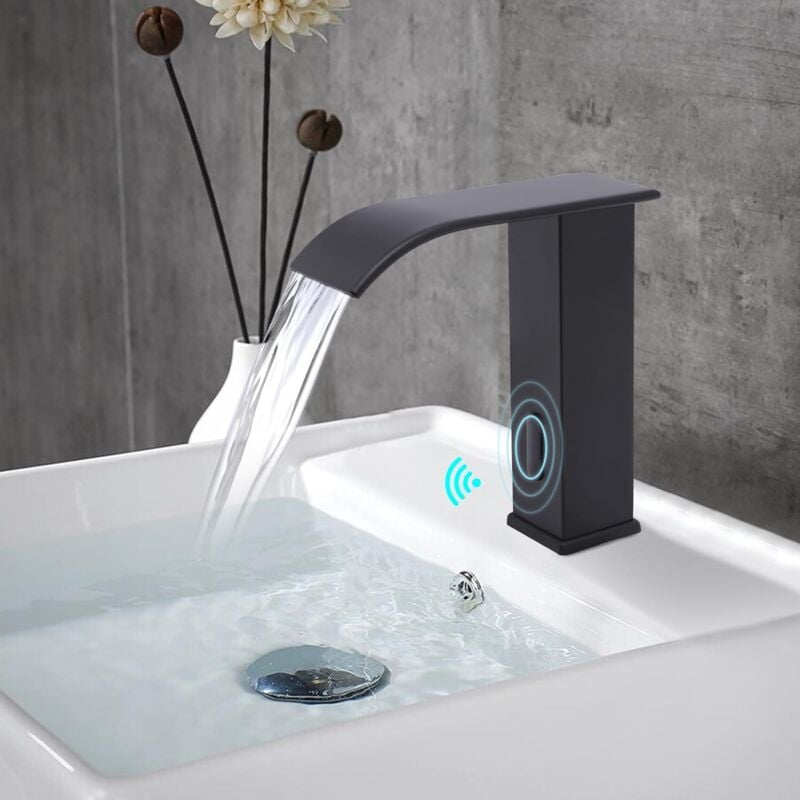 Robinet de salle de bain à capteur infrarouge - Mitigeur de lavabo avec capteur infrarouge - Robinet pour lavabo de salle de bain (robinet à