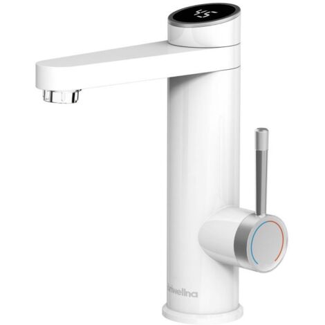 Robinet de salle de bain avec chauffe-eau instantané, robinetterie de salle de bain à affichage numérique LED, robinet de lavabo rotatif à 120°, robinetterie de lavabo étanche IPX4, mitigeur monocomma