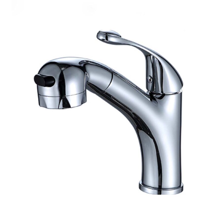 Tonchean - Robinet de salle de bain avec douchette extractible et deux modes de débit d'eau, adapté aux lavabos ou lavabos de salle de bain, mitigeur