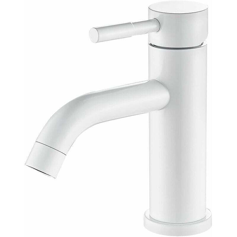 Ahlsen - Robinet de Salle de Bain blanc, Mitigeur Lavabo en Acier inoxydable