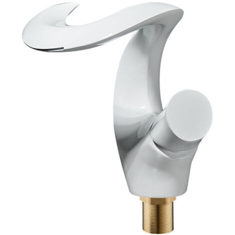 Robinet de salle de bain cascade mitigeur en laiton à poignée unique robinet de salle de bain élégant blanc moderne