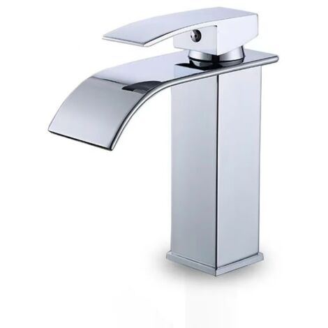 Robinet de salle de bain cascade moderne , robinet de lavabo au design élégant , robinet mitigeur en laiton pour eau chaude et froide , robinet chromé
