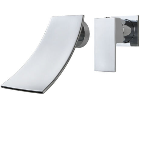 Robinet de salle de bain cascade mural – Mitigeur lavabo en laiton chromé – Hauteur 190mm – Aérateur ABS pour économie d'eau – Ideko
