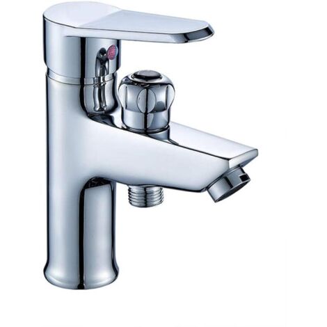 Robinet De Salle De Bain Cascade Salle Bains Matériaux Construction Quincaillerie Robinet Lavabo Monotrou Cuivre Bouton À Double Usage Douche Externe Lavabo Chaud Et Froid Placage