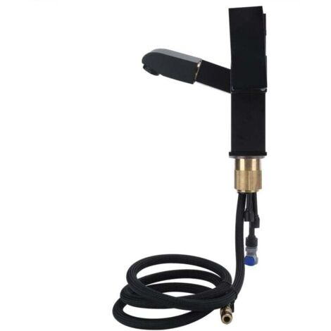 Robinet de salle de bain de cuisine, ensemble de robinet à tirette G / 2 robinet d'eau avec affichage de la température LED pour cuisine salle de bain noir
