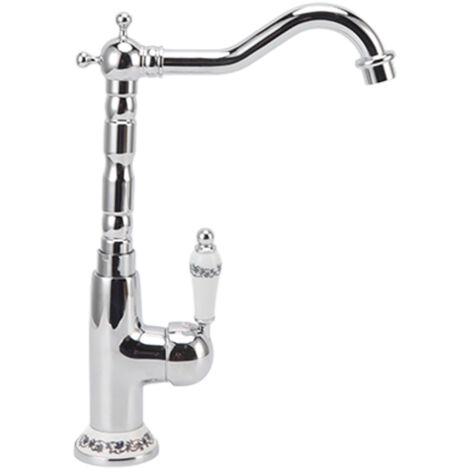 Robinet de salle de bain de style européen rétro, en laiton galvanisé, avec tuyau coudé long, mitigeur eau chaude/froide pour lavabo, pour la maison