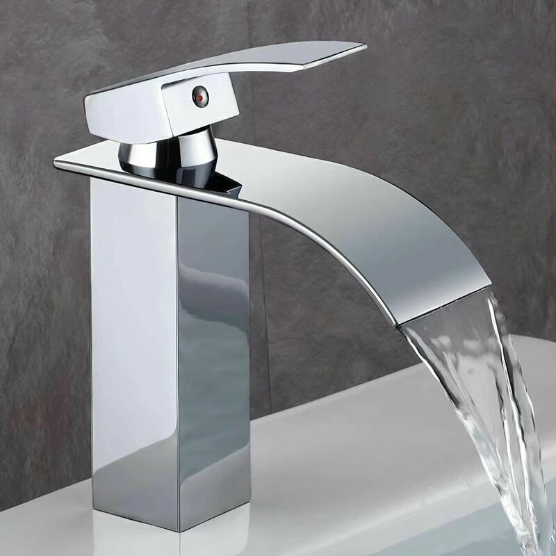 Robinet de salle de bain, Design Moderne de Cascade Robinet Lavabo, Conception durable de corps de valve de cuivre, Laiton chromé. Eau chaud