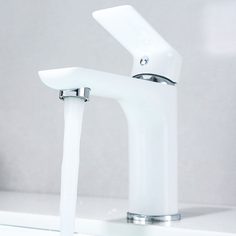 Robinet de salle de bain en à un trou, robinet de salle de bain blanc à poignée unique