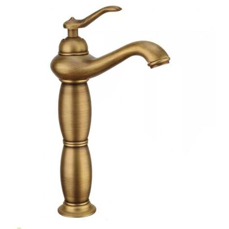 Robinet de salle de bain en bronze antique, cuivre massif et laiton, 24 cm