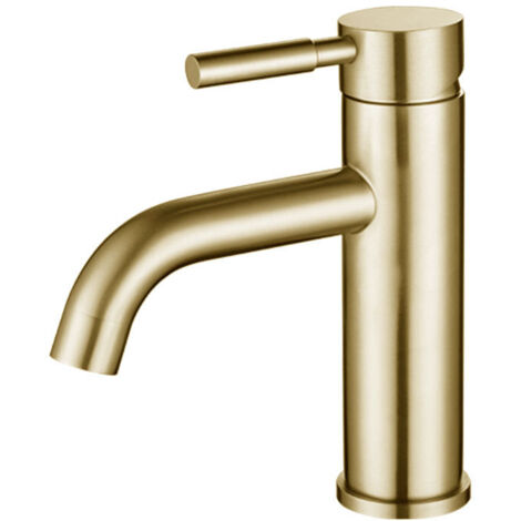 Robinet de salle de bain en or brossé, robinet de lavabo monotrou en acier inoxydable (or)