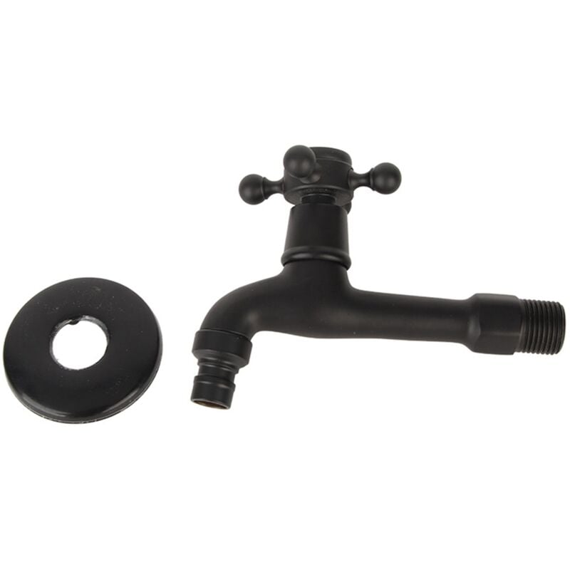 Robinet de jardin extérieur en laiton noir, montage mural pour salle de bain, balcon, serpillière, évier, tuyau d'eau froide, robinet utilitaire pour