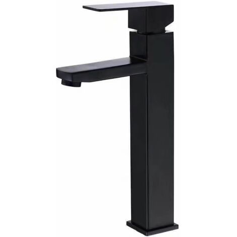 Robinet de salle de bain haut [angulaire - noir mat] - Robinet à bec haut pour lavabo à poser, robinet de lavabo à bec haut 300mm