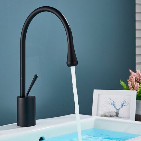 Robinet de salle de bain lavabo noir haut pour évier en cascade mitigeur monocommande haut robinet design moderne en laiton