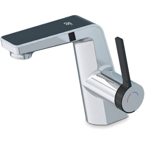 Robinet de salle de bain LED digital pour lavabo monocommande style technologique Chrome