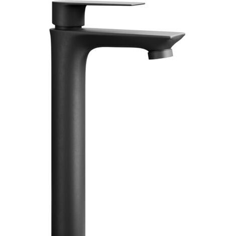 Robinet de salle de bain, mitigeur de lavabo avec cartouche en céramique, mitigeur monocommande, hauteur 29 cm, noir mat