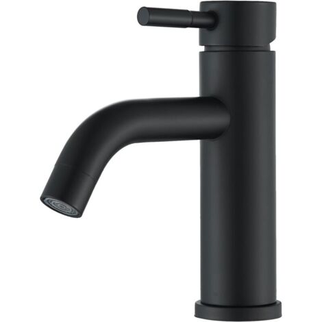 Robinet de Salle de Bain Mitigeur de Lavabo Monocommande, Robinet de Lavabo Réglable Chaud et Froid Aérateur Démontable, Noir