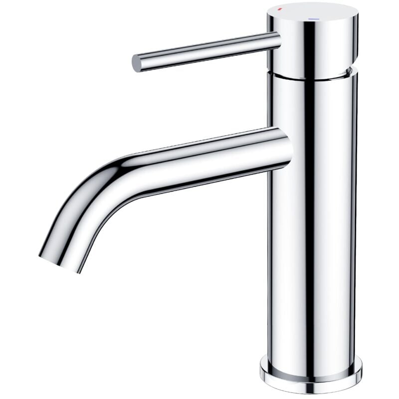 Robinet de Salle de Bain, Mitigeur Finition Chromée à une Poignée pour Lavabo dans la Salle de Bain, les Toilettes des Invités