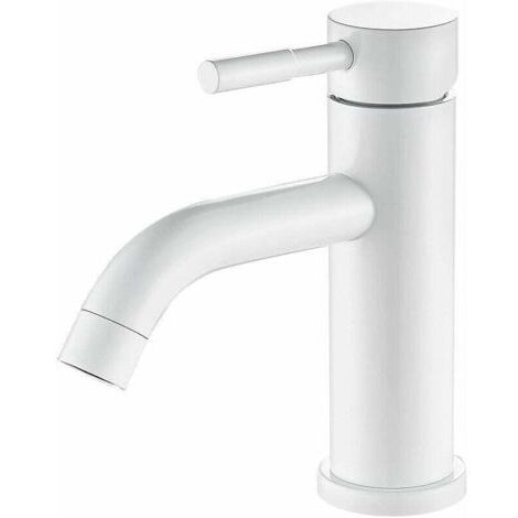 Robinet de Salle de Bain  Mitigeur Lavabo en Acier Inoxydable Blanc  Taille Européenne 3/8, Sans Plomb