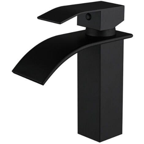 IDEKO Robinet de salle de bain Mitigeur Lavabo en laiton finition peinture Noir cascade robinet d'evier salle de bains