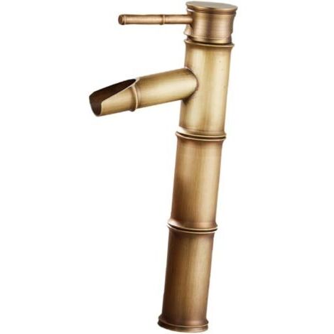 Robinet de salle de bain Mitigeur lavabo en Laiton rotation a 360° Style Japonais Bambou avec Flexible