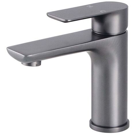 Robinet de salle de bain moderne, robinet d'évier au design élégant, cuisine, mitigeur en acier inoxydable, eau chaude et froide disponible, robinet en acier inoxydable gris-