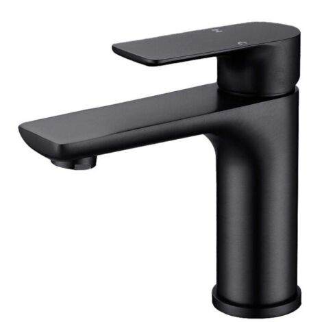 Robinet de salle de bain moderne, robinet d'évier au design élégant, cuisine, mitigeur en acier inoxydable, eau chaude et froide disponible, robinet en acier inoxydable noir-