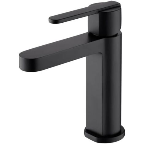 Robinet de salle de bain monocommande - Robinet d'évier en laiton pour eau chaude/froide - Robinet d'évier - Robinet à bec court Couleur Noir Mat