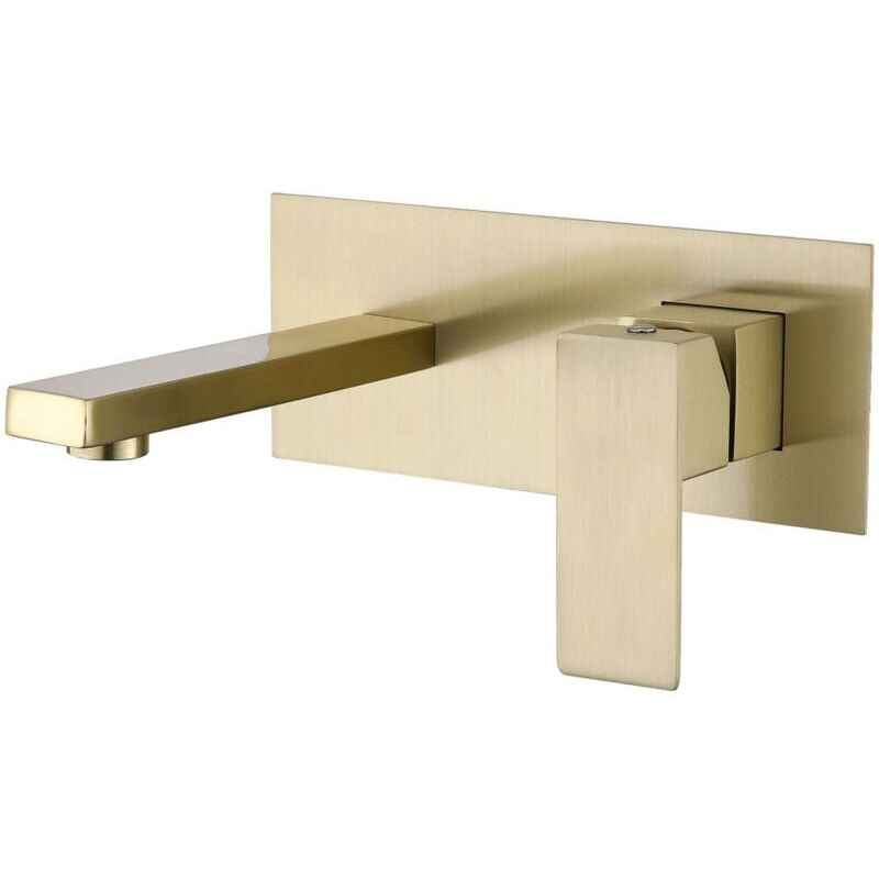 Robinet de salle de bain mural, robinet dissimulé, robinet en laiton doré brossé, robinet d'évier - Or brossé