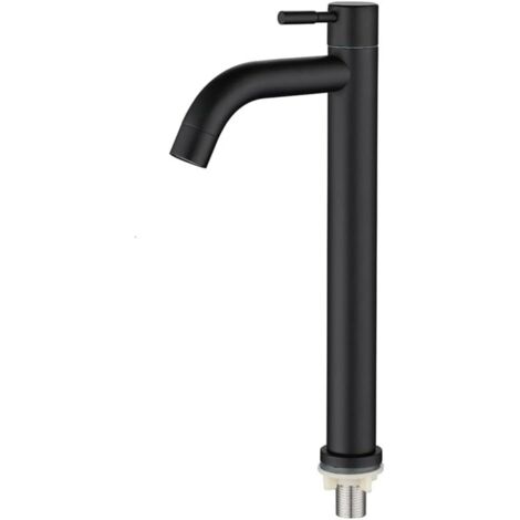 Robinet de salle de bain noir à bec haut, robinet d'eau froide en acier inoxydable, mitigeur avec flexible, adapté aux éviers et lavabos.