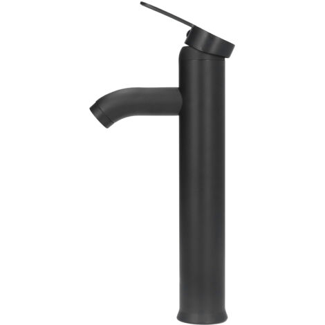 Robinet de salle de bain noir G1/2 en acier inoxydable, à commande facile, noir mat, pour lavabo sur pied, avec 2 tuyaux