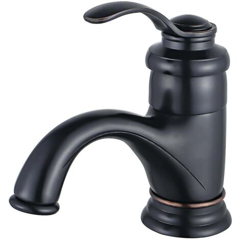 Robinet de salle de bain noir rétro, mitigeur de lavabo style antique, mitigeur de salle de bain monocommande en laiton brossé, finition bronze brossé.