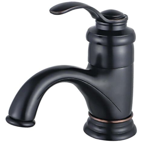 Robinet de salle de bain noir rétro, mitigeur de lavabo style antique, mitigeur de salle de bain monocommande en laiton brossé, finition bronze brossé.