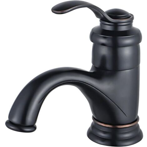 Robinet De Salle De Bain Noir Rétro, Robinet De Lavabo Antique, Robinet D'Évier Nostalgie, Mitigeur De Salle De Bain Monocommande En Laiton Pour Salle De Bain Bronze Brossé