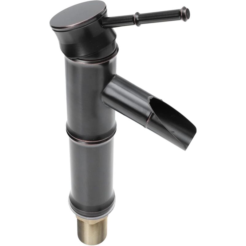 Largeight - Robinet de Salle de Bain Noir Style Bamboo Antique Mitigeur d'Evier Mono Poignée Eau Chaude et Froide