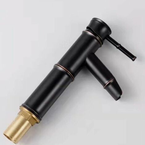 Robinet de salle de bain noir，Bambou Robinet Salle de BainRobinet Lavabo Noir ，Robinet Salle Bain Noir Chromé,Ouverture applicable Ø32-42mm