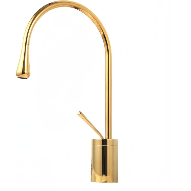 Serbia - Robinet de salle de bain, mitigeur de lavabo, eau chaude et froide, hauteur 38 cm (or)