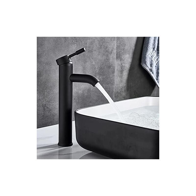 Largeight - Robinet de Salle de Bain, Robinet de lavabo Noir, Robinet de Haute Qualité, Robinet lavabo Salle de Bain eau Froide et Chaude