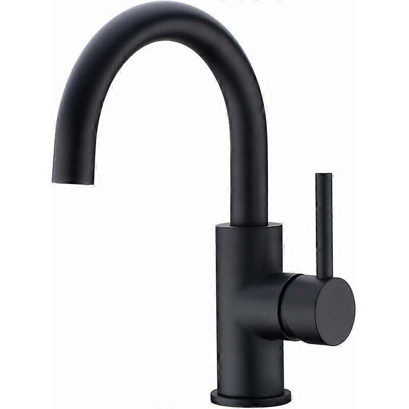 Robinet de salle de bain, robinet de lavabo pivotant à 360°, mitigeur de lavabo à bec haut, robinet pour salle de bain ou petite cuisine, noir mat