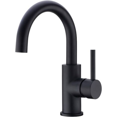 Robinet de salle de bain, robinet de lavabo pivotant à 360°, mitigeur de lavabo à bec haut, robinet pour salle de bain ou petite cuisine, noir mat