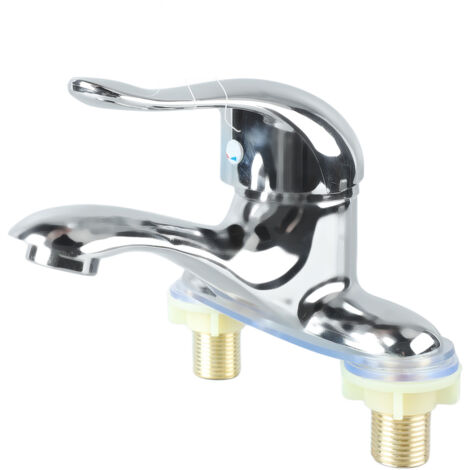 Robinet de Salle de Bain, Robinet Mitigeur D'eau Chaude et Froide à 2 Trous en Alliage de Zinc, Robinet de Salle de Bain Moderne à une Poignée Monotrou pour la Maison et L'hôtel