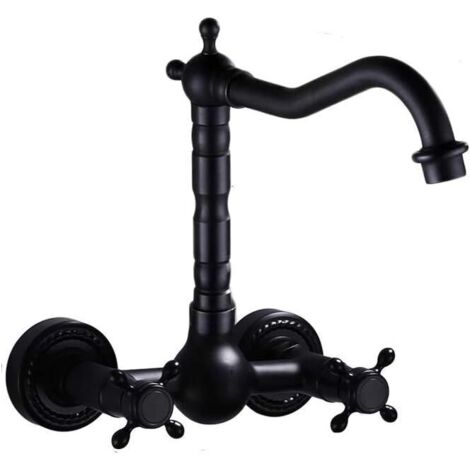 robinet de salle de bain Robinet Robinet De Baignoire Chaude Et Froide De Style Europeacuteen en Cuivre Noir Robinet De Double Interrupteur Reacuteglable for Robinet Chaud/Froid Salle De Bains (Taille