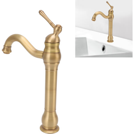 Robinet de Salle de Bain Style Retro Européen Structure Brass Gourde avec Flexible et Joint [Robinet Lavabo] + [Maison] + [ER-01] + [Conception Gourde]
