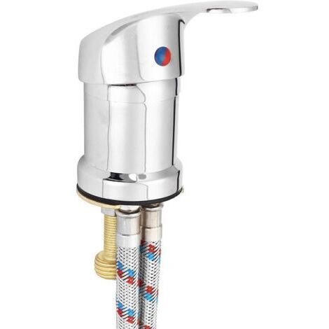 Robinet de salle de bains mitigeur monobloc – Tuyau de douche 1,2m – Installation facile sur lit de shampooing – Acier inoxydable et alliage de zinc