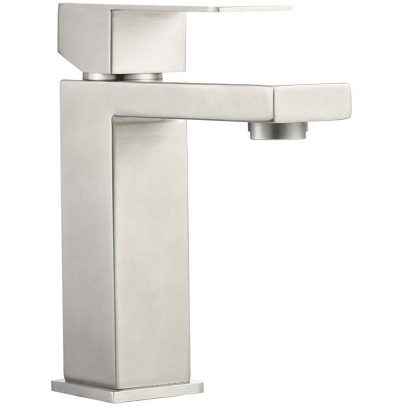 Alovez - Robinet De Salle De Bains Moderne Carré Mitigeur Lavabo De Salle De Bains Robinet Mitigeur De Bassin En Acier Inoxydable 304 Aérateur