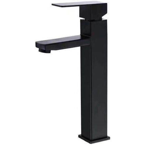 Robinet de salle de bains noir en acier inoxydable, robinet de lavabo à cascade moderne pour maison hôtel 2 tuyaux