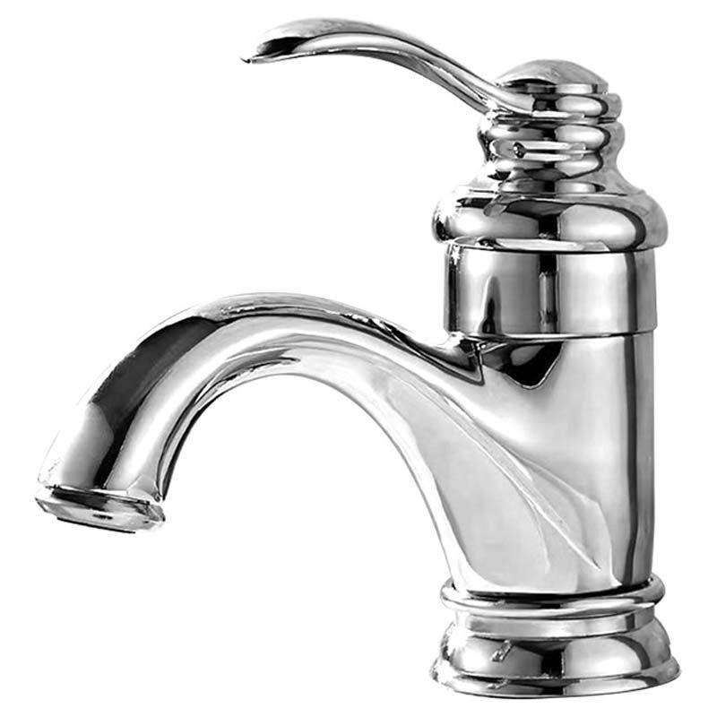 Tonchean - Robinet de salle de bains vintage, robinet d'évier en laiton à poignée unique, robinet d'évier moderne, chaud et froid réglable, argent