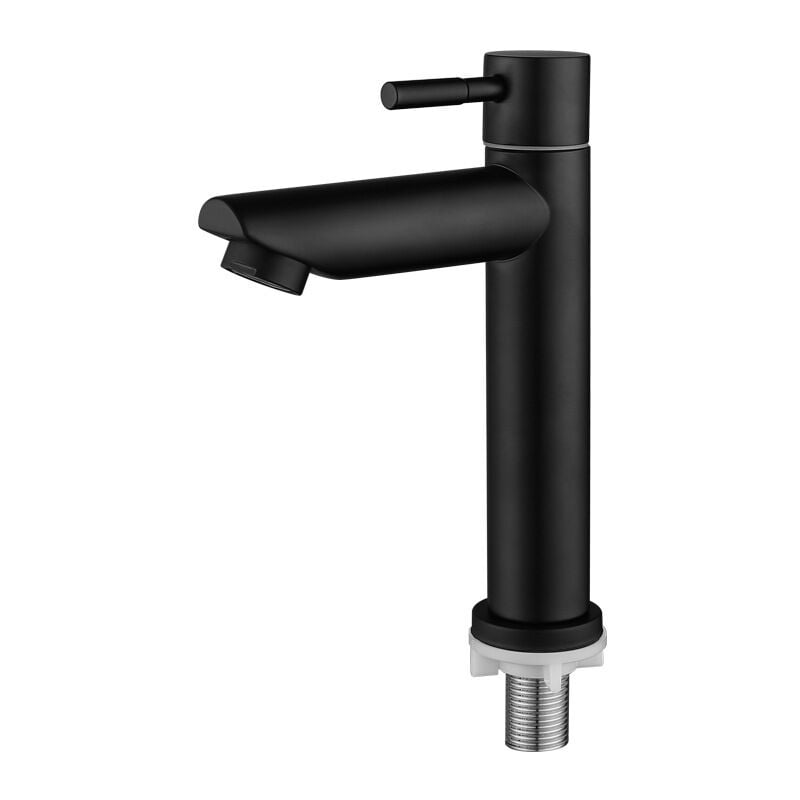 Fitags - Robinet de Salle Eau Froide Uniquement Noir Mat Robinet Lavabo Robinet d'eau Froide en Acier Inoxydable Style Moderne, portée applicable