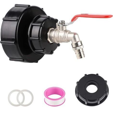 Robinet de Sortie, Accessoires pour Réservoir IBC S100x8/S60x6 Filetage Épais Adaptateur de Réservoir IBC, Vanne à Bille de 3/4 Pouces pour Conteneur IBC, Baril de Pluie