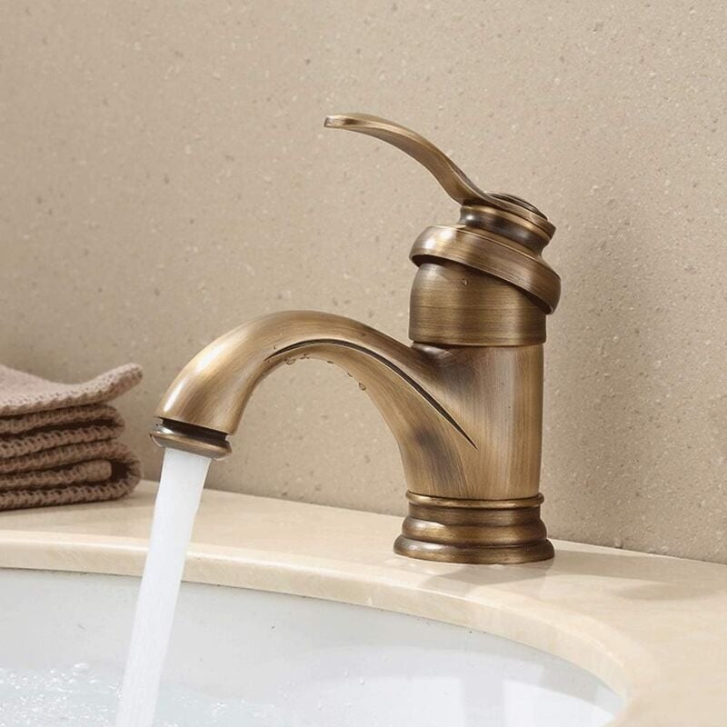Robinet de style européen antique, robinet de haute qualité à chaleur froide au-dessus du comptoir du lavabo robinet d'eau