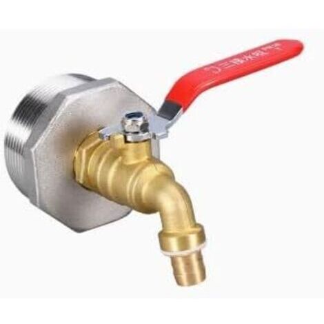 Robinet de tonneau 2" en laiton avec joint 3/4" Adaptateur IBC pour réservoirs d'eau et fûts IBC, robinet spécial pour jardin, utilisation en extérieur, agriculture